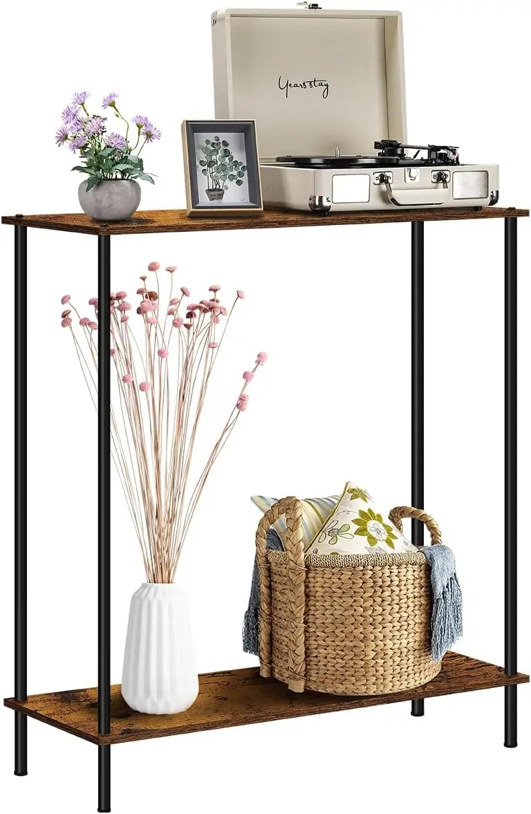 Console desk, 34.6-inch (approximately 87.9 cm) entrance desk, narrow sofa side table with shelf, suitable for foyer, hallway