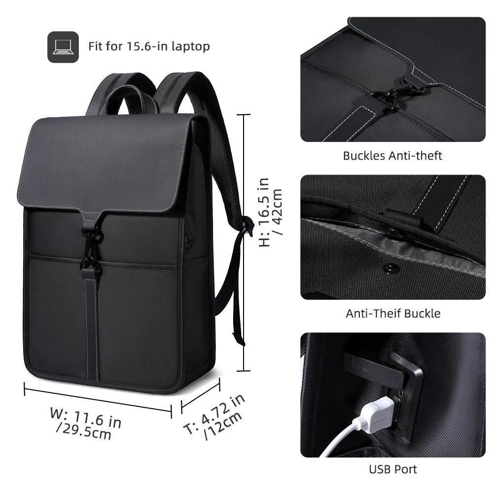 HcanKcan Business Vintage Men's Backpack Waterproof Large Capacity 15.6“Laptop Pack USB Charging School Teenager School Backpack