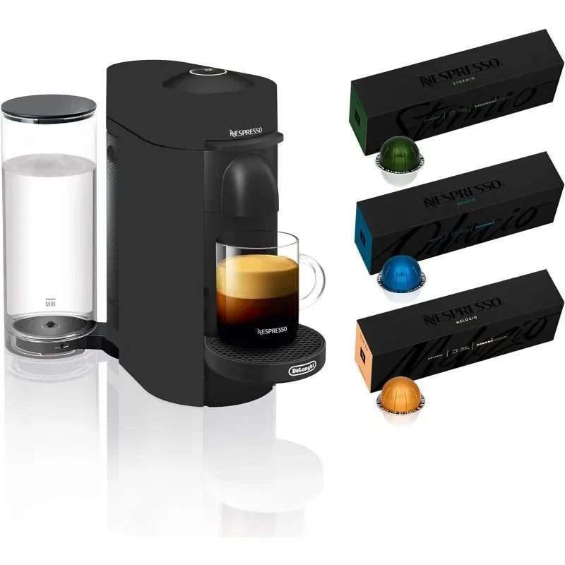 Nespresso VertuoPlus Deluxe Coffee and Espresso Machine by De'Longhi with Milk Frother, 5 ounces, Matte Black