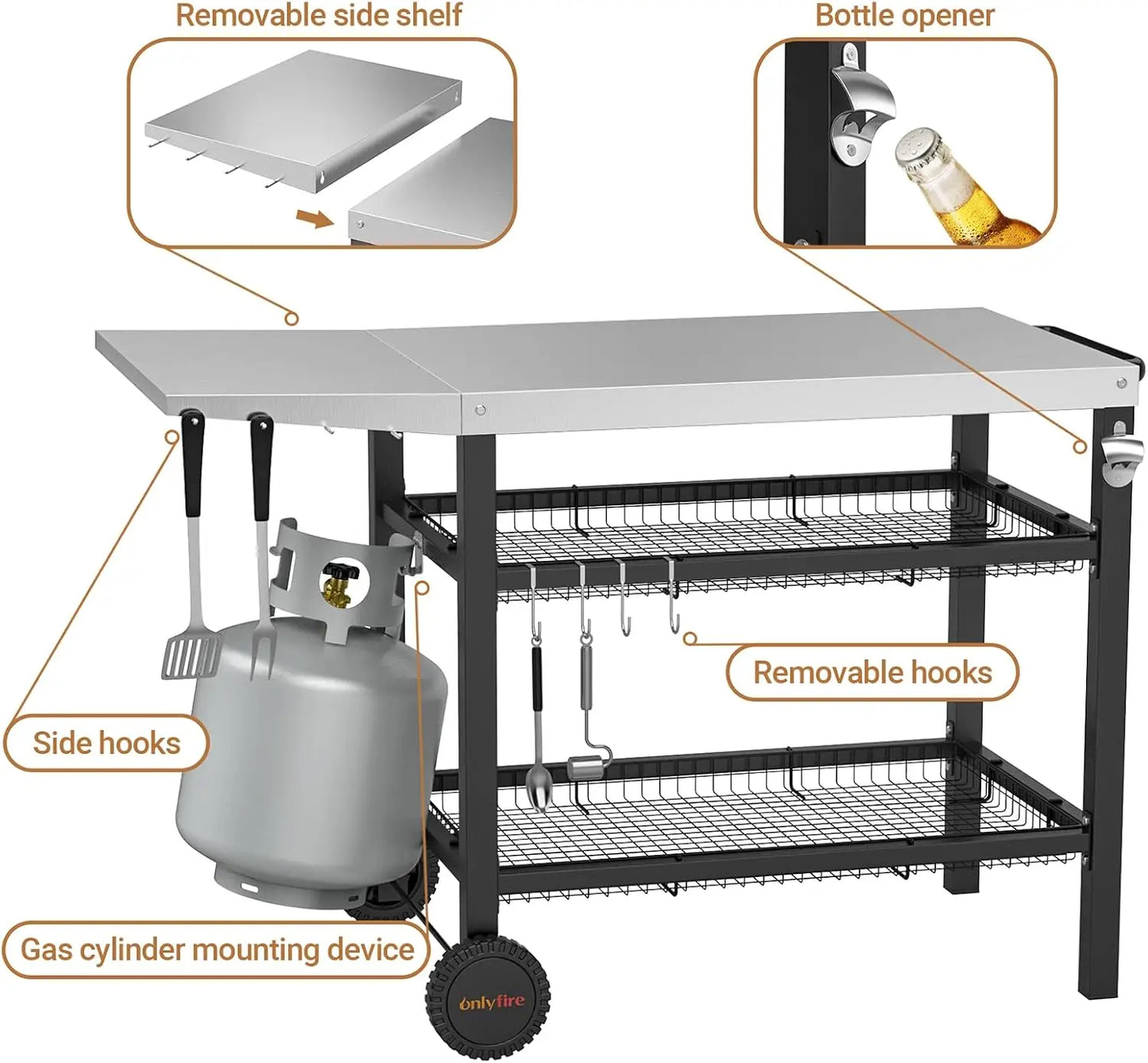 Outdoor Grill Cart Table for Blackstone Griddle and Pizza Oven