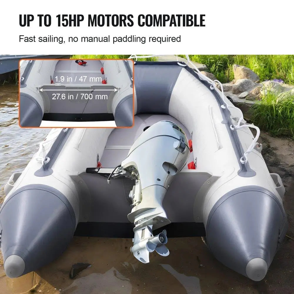 4-Person Inflatable Dinghy Boat with Wood Floor, Adjustable Bench, 1000lbs Capacity, Oars & Pump - Ideal Fishing Raft