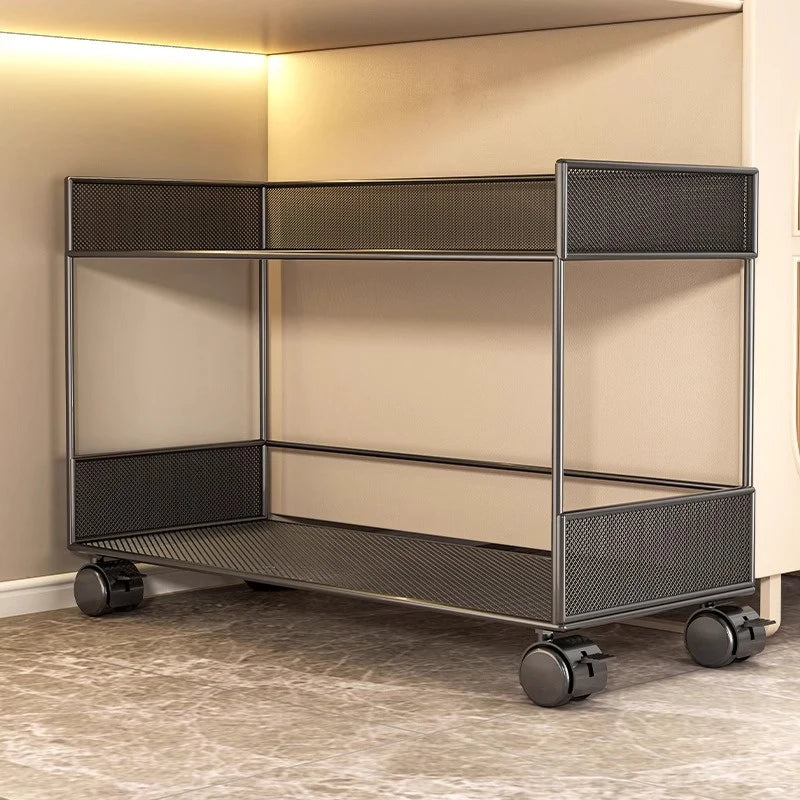 Double Layer Cart Book Storage Cabinet Office Desk Underneath Rolling File Folder Organization Tool Simple Bookshelf Rack