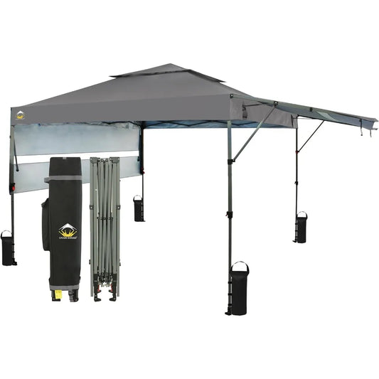 Pop up Canopy Tent Patended Centerlock Instant Commercial Canopy with 150D Silver Coated Fabric Including 2 Extend Awnings