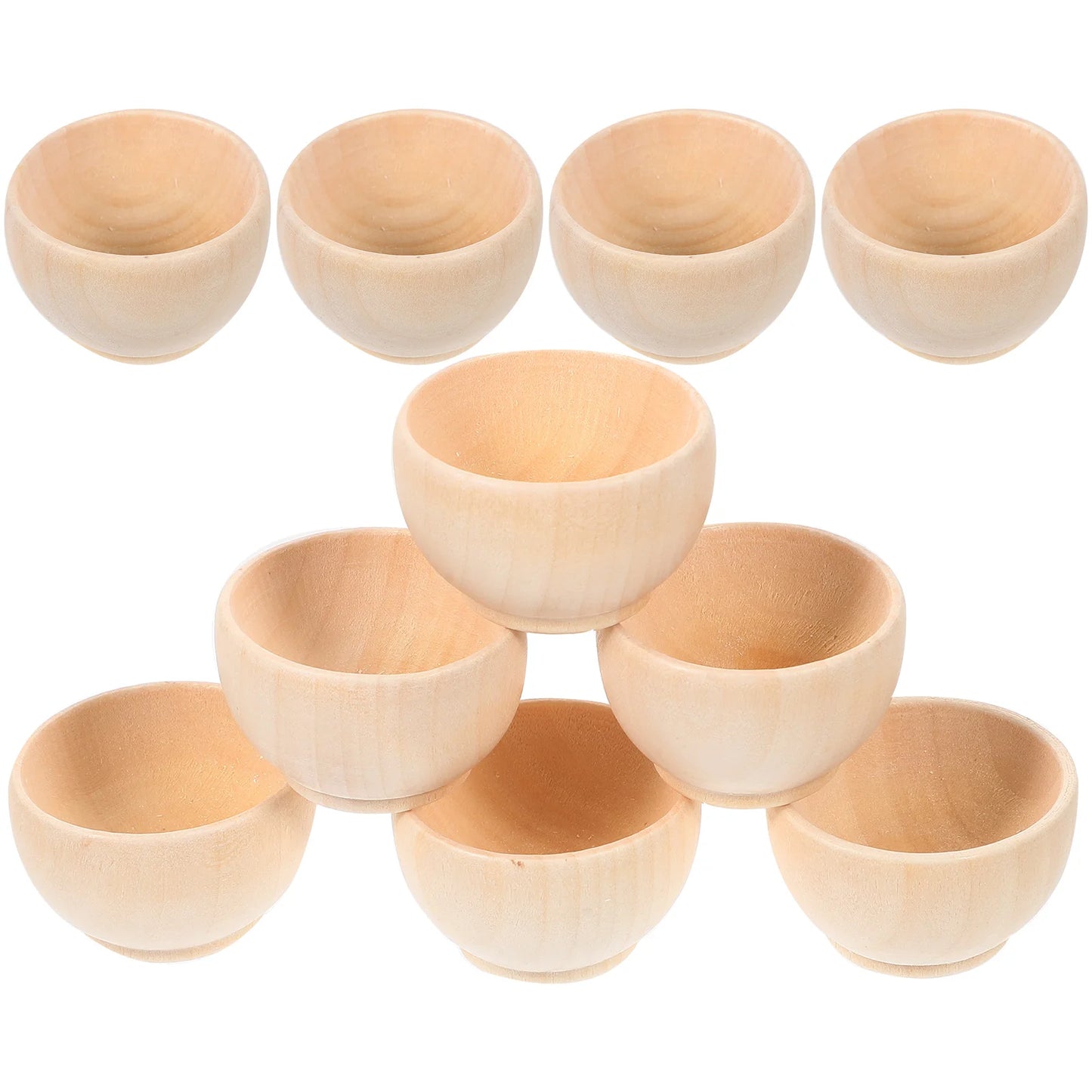 10 Pcs Wooden Bowl Toy Felt Small Unfinished Bowls Mini Craft Material DIY Cutlery Child