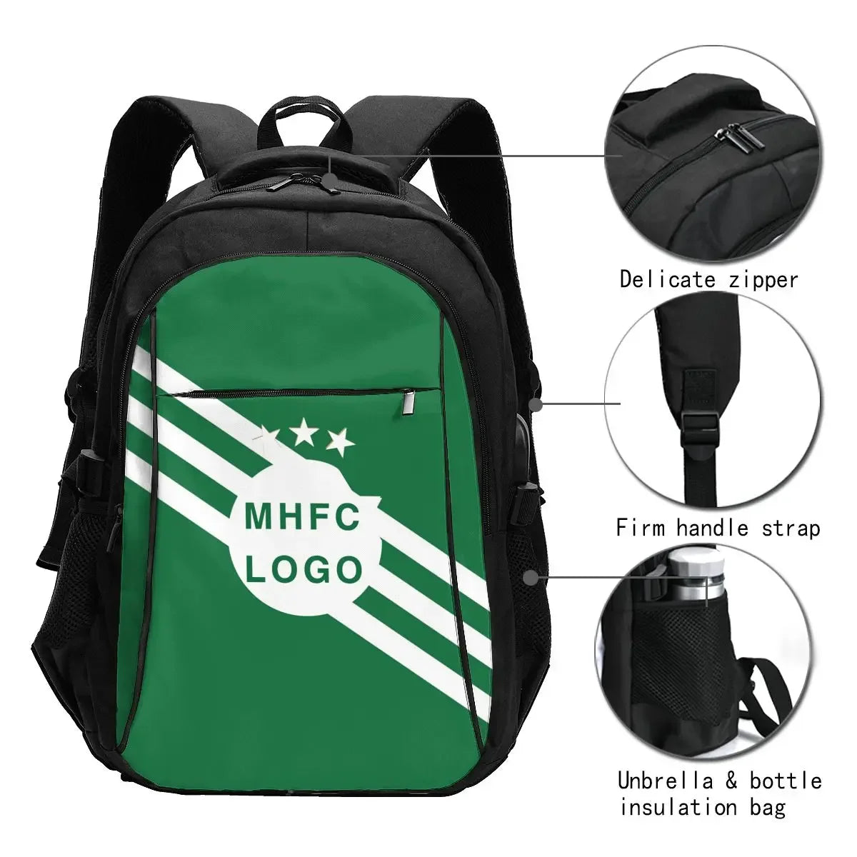 Israel F.C MHFC Large Durable Travel Laptop Backpack Water Resistant Bag with USB Charging Port Business Daypack for Women Men