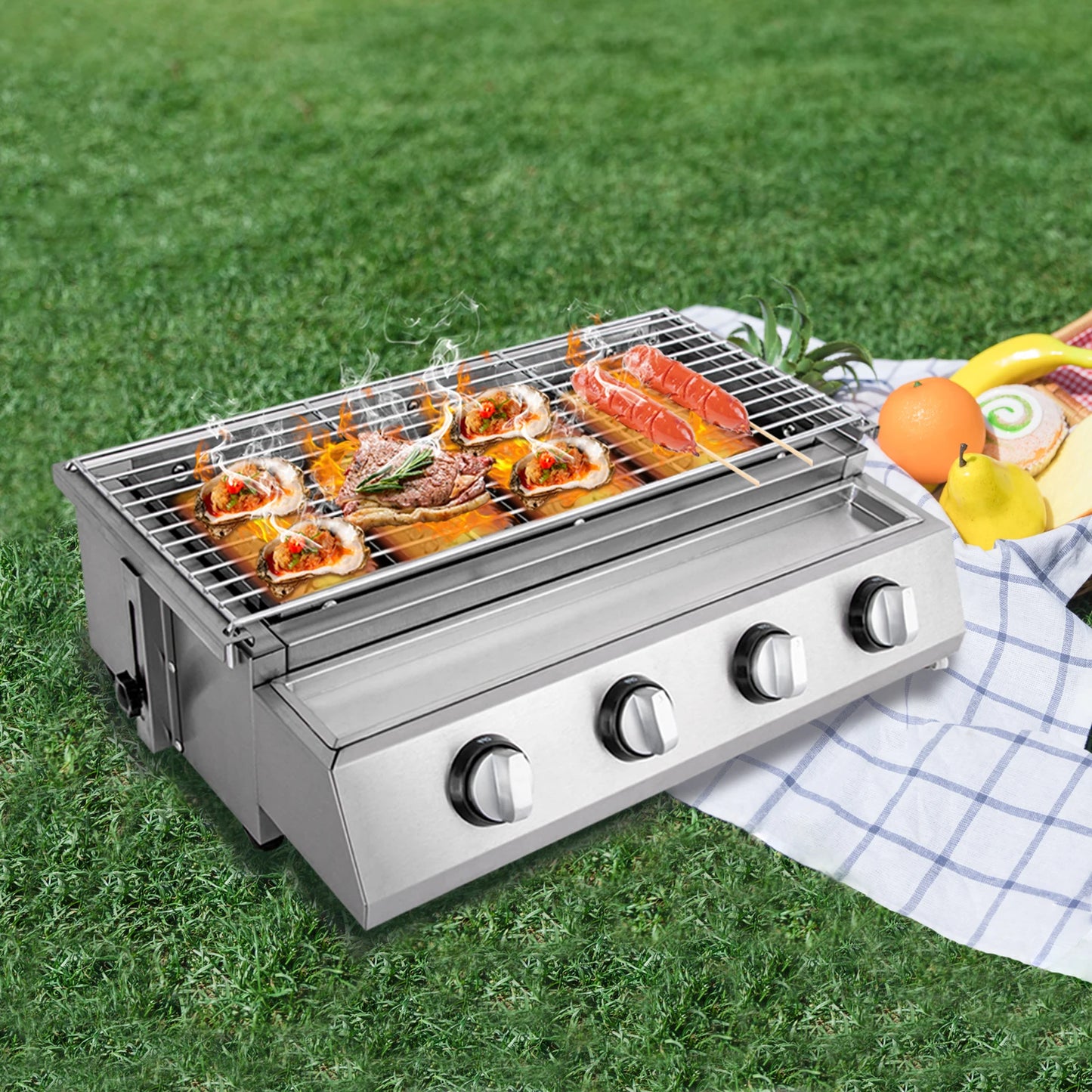 BBQ Propane Gas Stove Grill Stainless Steel Patio Garden Barbecue Grill