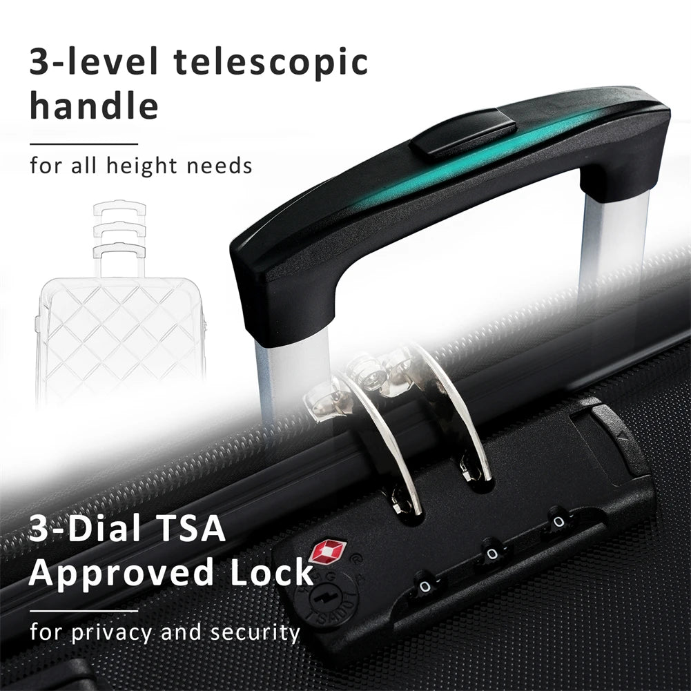 3 Pieces Hardshell Rolling Luggage Sets 20"+24''+28" Spinner Suitcase with TSA Lock Lightweight Luggage For Women Men Travel