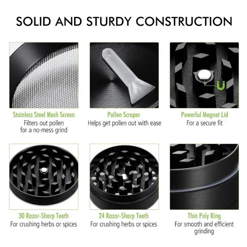 40/50mm Metal Herb Grinder Mill 4-Layers Spice Pepper Crusher Mortar Tobacco Herbal Raw Grinder Smoking Accessories Kitchen Tool