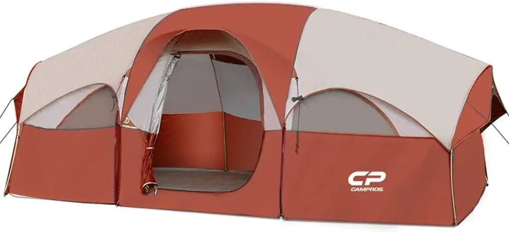 Tent 8 Person Camping Tents, Weather Resistant Family Tent, 5 Large Mesh Windows, Double Layer, Divided Curtain for S