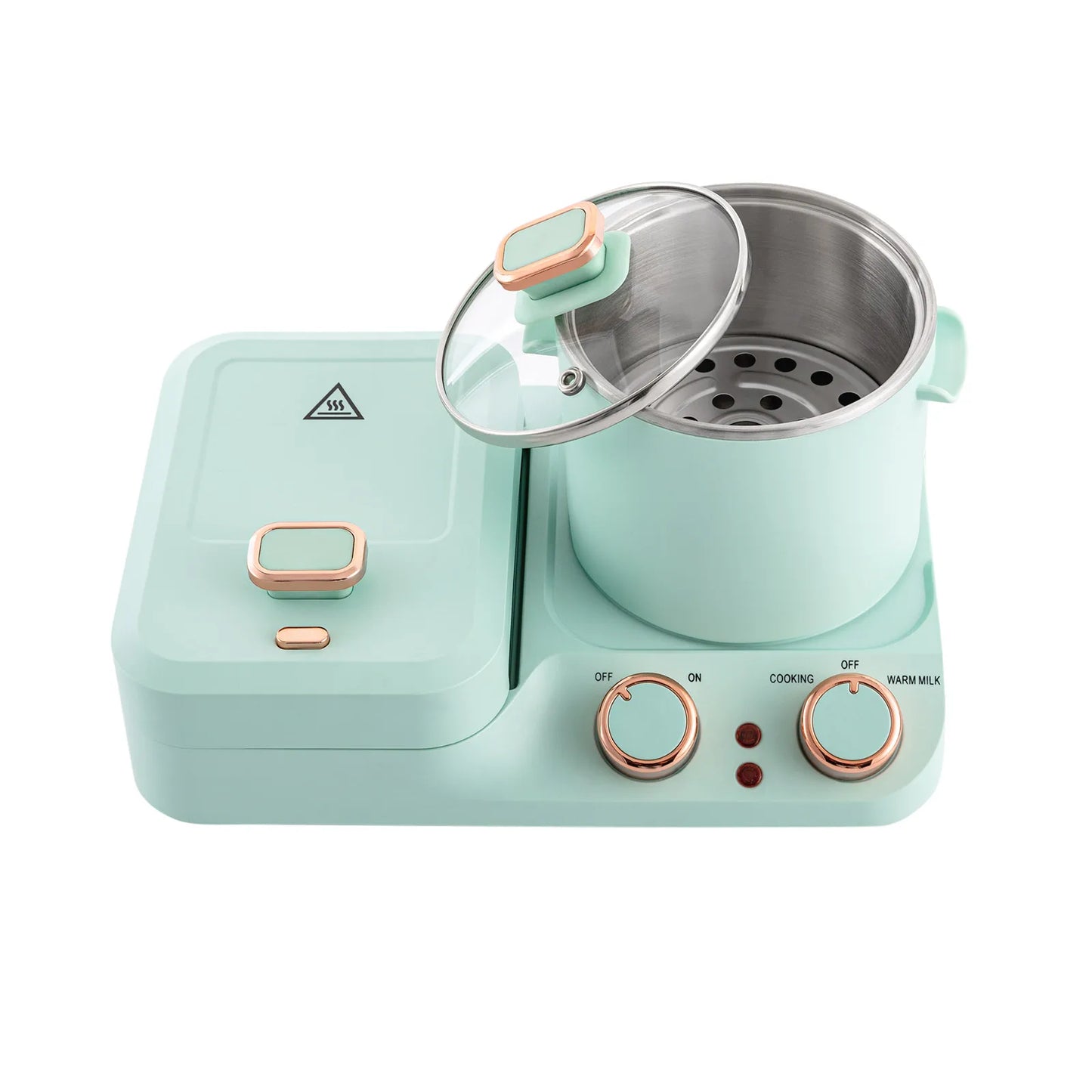 3 in 1 Breakfast Station Electric Mini Toaster Bread Breakfast Sandwich Maker Breakfast Machine with Frying Pan, Boiling Pot