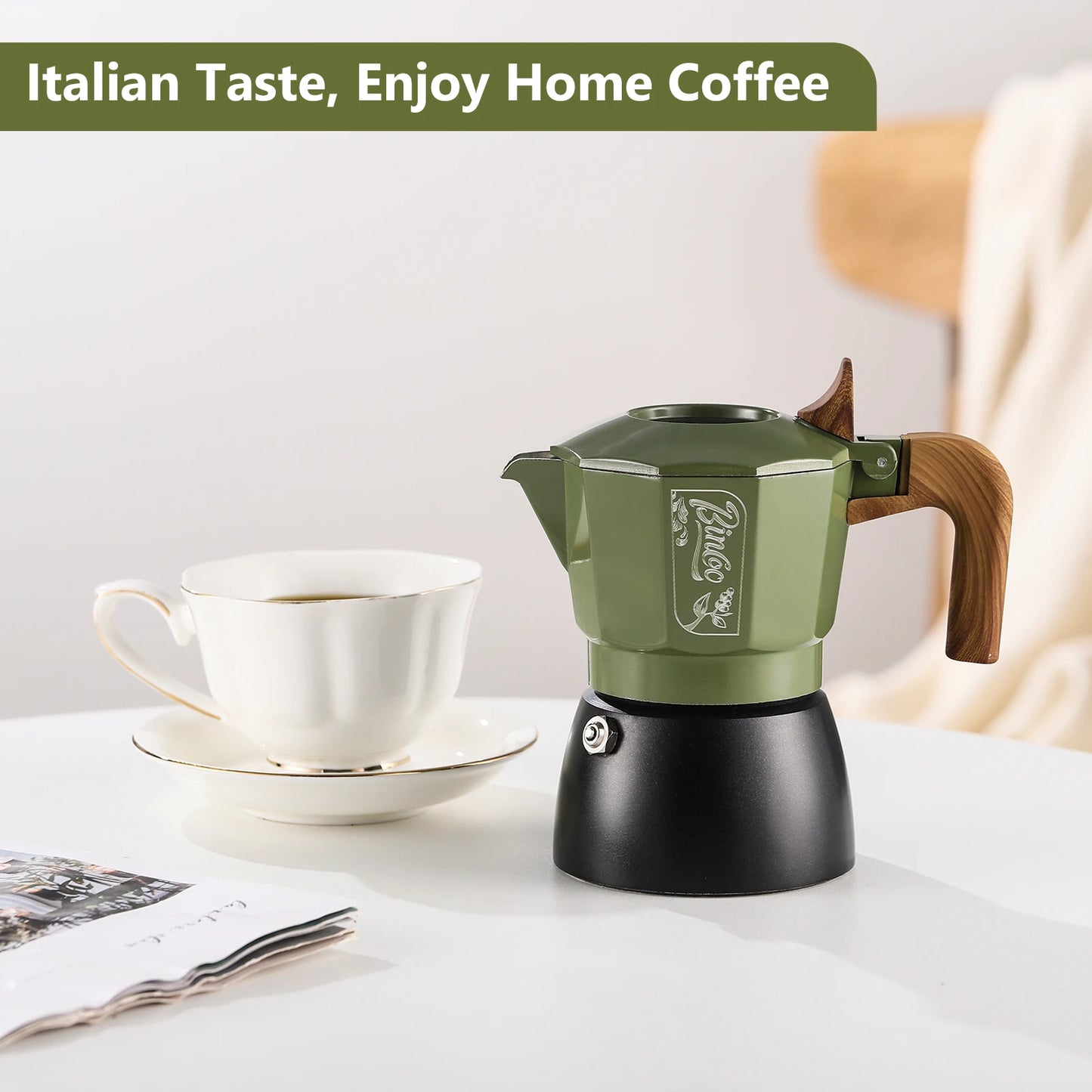 Stovetop Espresso Maker, 2 Cups Moka Coffee Pot for Gas or Electric Ceramic Stovetop,Italian Coffee maker