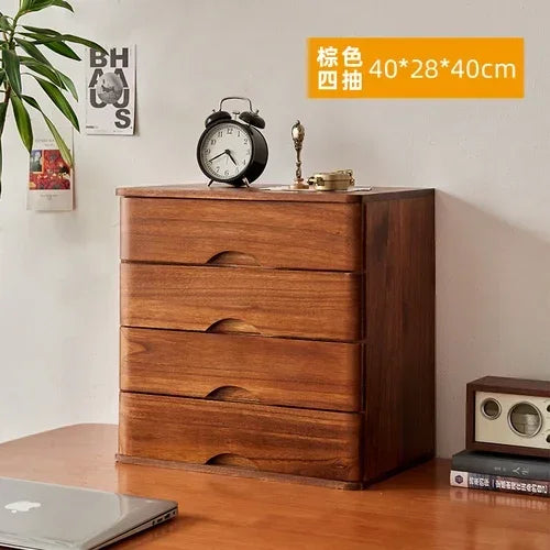 Multi-Layer Wooden Desktop Storage Boxes, Solid Wood Drawer File Organizer, Computer Heightened Rack, Office Storage Cabinet.