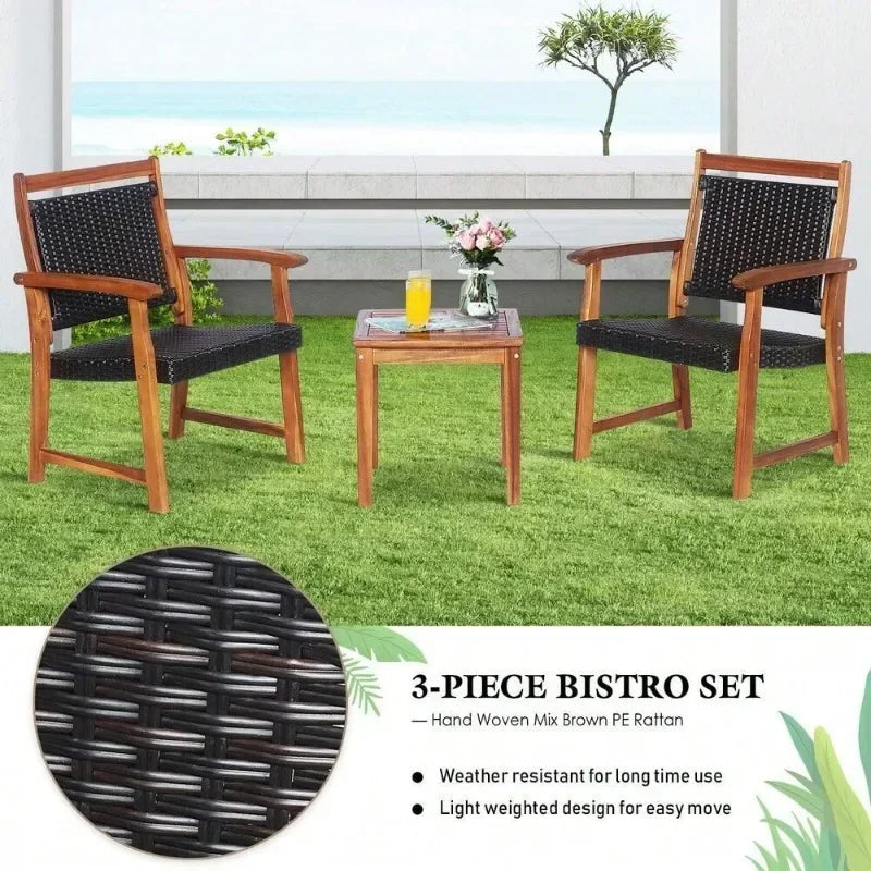 Terrace Tavern Set,Outdoor Furniture Chairs and Side Table, Weather Resistant Vine Garden Dialogue Swimming Pool Deck Balcony