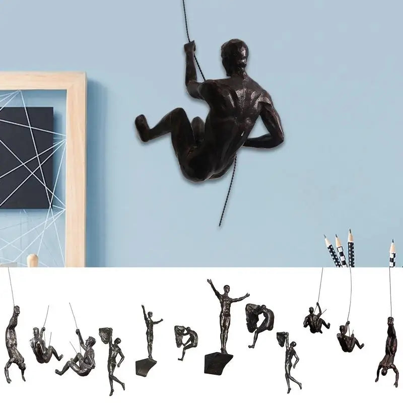 Climbing Athlete Man Art Sports Wall Hanging Ornaments Home Figures Miniatures Rock Climbing Man Resin Sculptures Statue