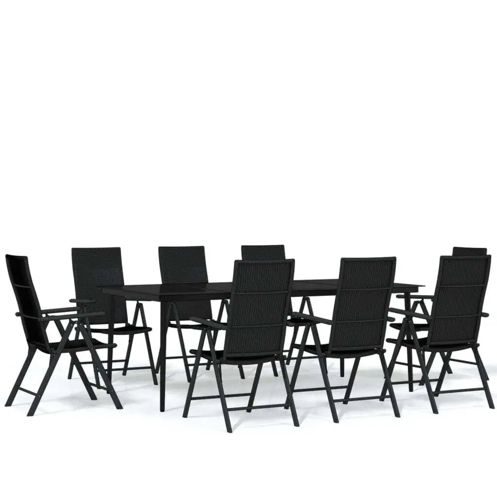 9-Piece Black Patio Dining Set for Outdoor Entertaining - Stylish and Durable Garden Furniture