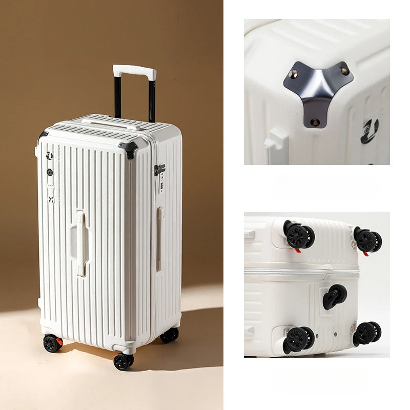 Travel Suitcase 20 inches Large Capacity Free Shipping Rolling Luggage Unisex White Travel Box on Wheels Shipping from US