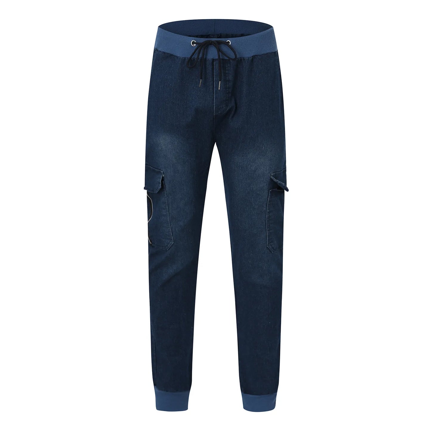 Summer Mens Fashion Pants Casual Pocket Waist Solid Color Slim Toe Jeans Pants With Drawstring Jeans For Male CalçA Masculina