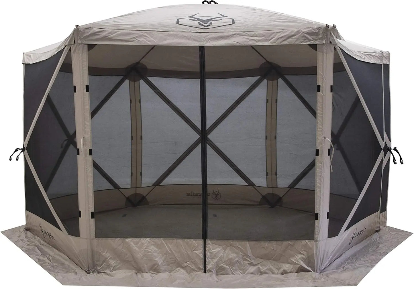 Portable Gazebo, Easy Pop-Up Hub Screen Tent, Waterproof, UV Resistant, 8-Person & Table, Desert Sand, 86" x 124" x 124", GG601D