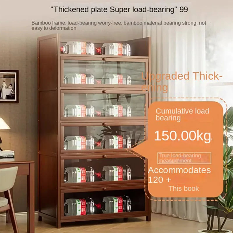 Bookshelf, bookcase, dust-proof floor-standing storage rack, household children and students storage rack with doors