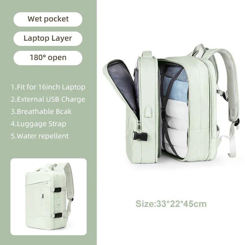 Extendible Travel Backpack Unisex Laptop Bag Women Large Luggage Bags Men's Students Business Trip USB Charge Mochila XA299C