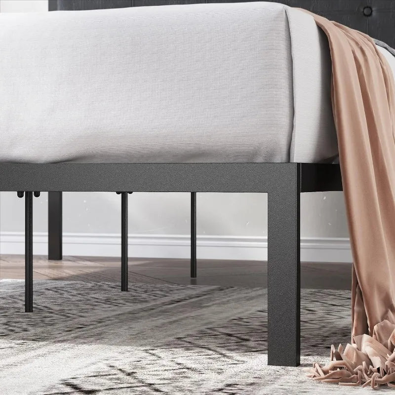 Cherie Faux Leather Classic Platform Bed Frame with Steel Support Slats,