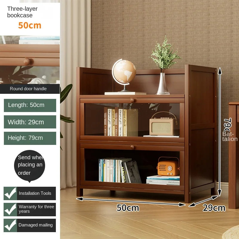 Bookshelf, bookcase, dust-proof floor-standing storage rack, household children and students storage rack with doors