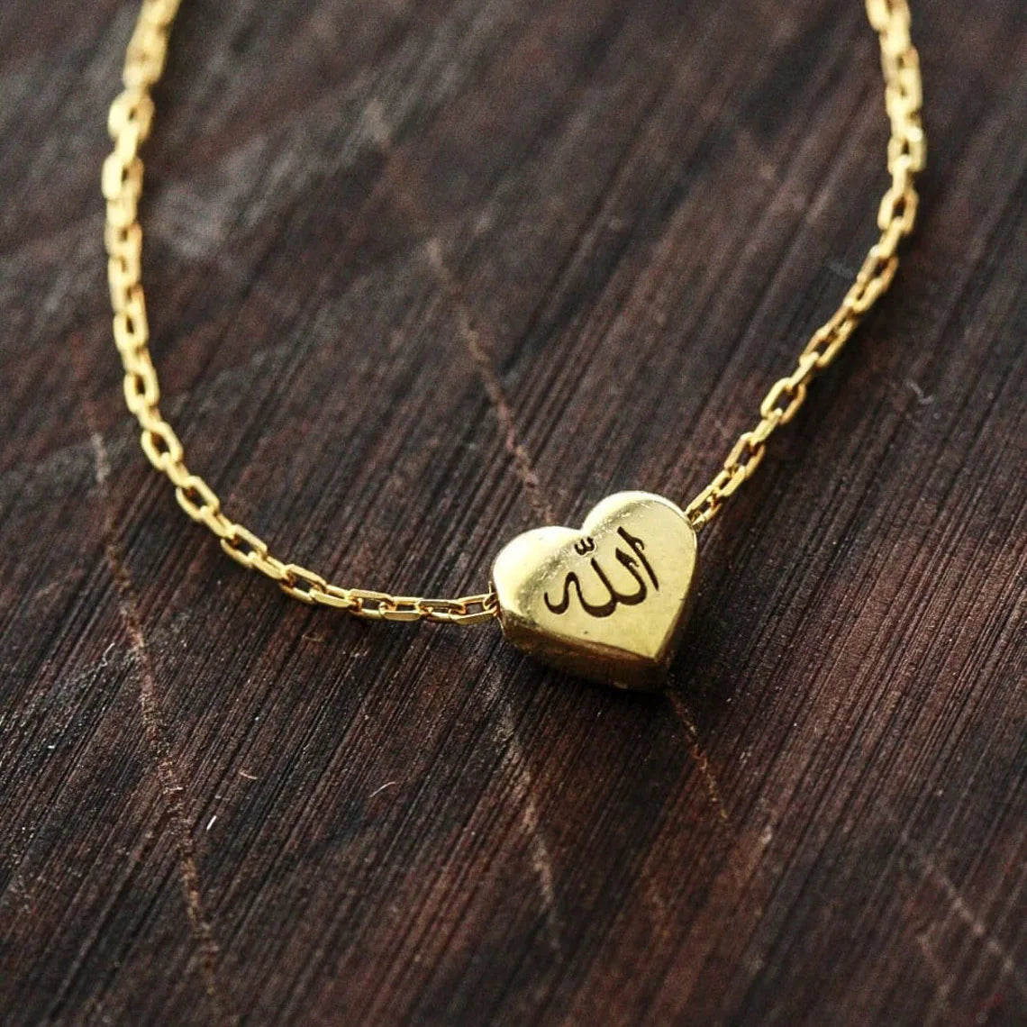 Tiny Heart Allah Necklaces For Women Islamic Jewelry Stainless Steel Arabic Qur'an Letters Choker Gift for Muslims Collier Femme