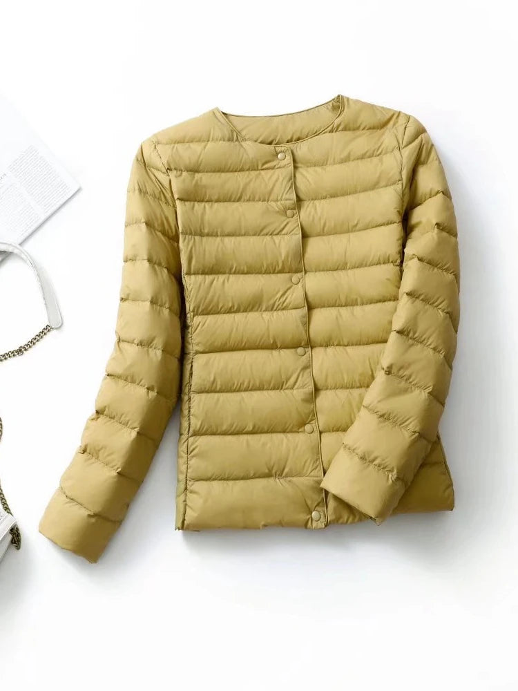 NewBang Matt Fabric Light Jacket Female Ultra Light Down Jacket Women Slim Windbreaker Without Collar Lightweight Warm Coat