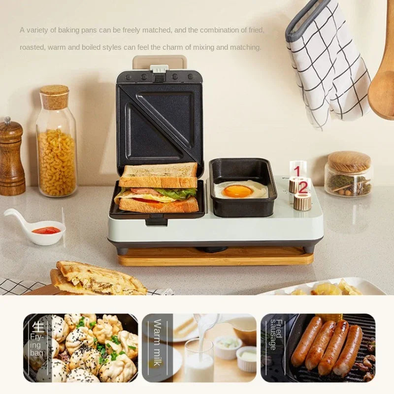 Toaster Oven  Sandwich Breakfast Machine Household Small Light Food Machine Lazy Multi-Function Waffle Toast Press and Bake