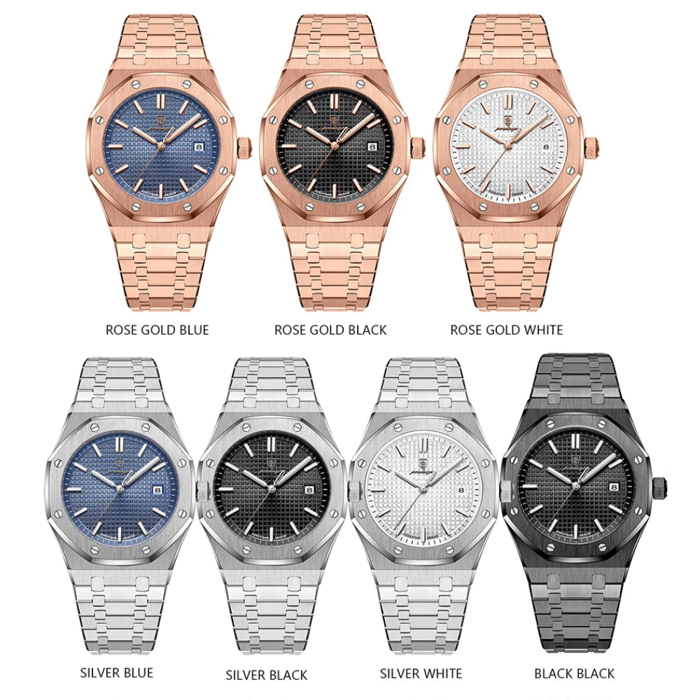 POEDAGAR Classic Men's Watches Fine Steel Original Quartz Watch for Man Luminous Date Waterproof Wristwatch Trend Fashion New