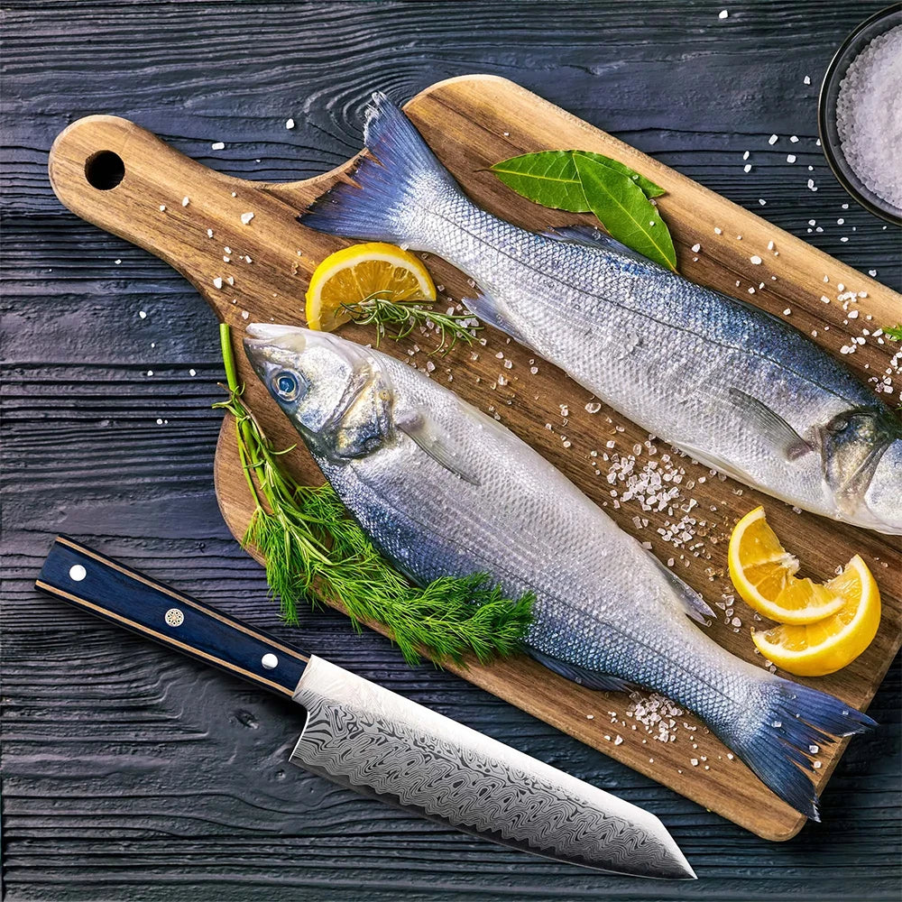 High quality Chef's knife Multi-purpose knife Household kitchen knife High-end laser Damascus pattern knife Solid wood handle