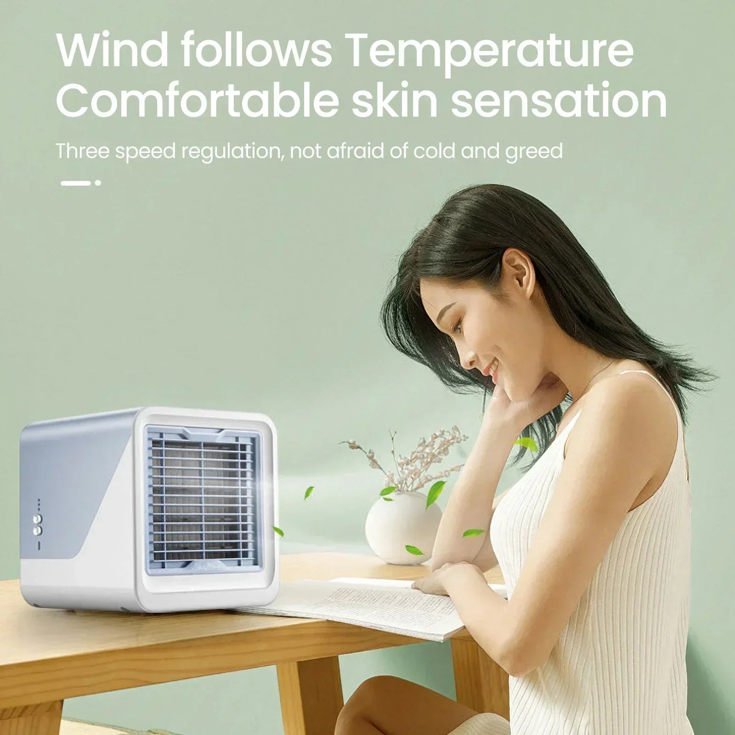 New Mini Air Conditioner Air Cooler Fan Light USB Portable Conditioner 3 Gear Adjust Space Cooling Fan For Home