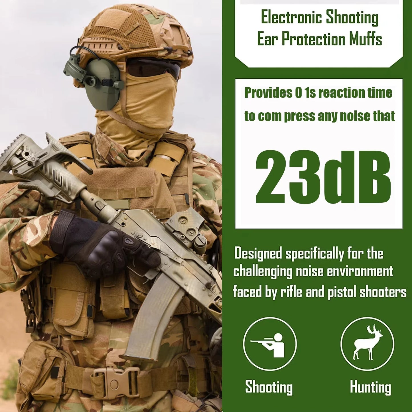 Active Helmet Mounted Earmuffs For Shooting Electronic Hearing Protection Ear Protect Noise Reduction Active Hunting Headphone