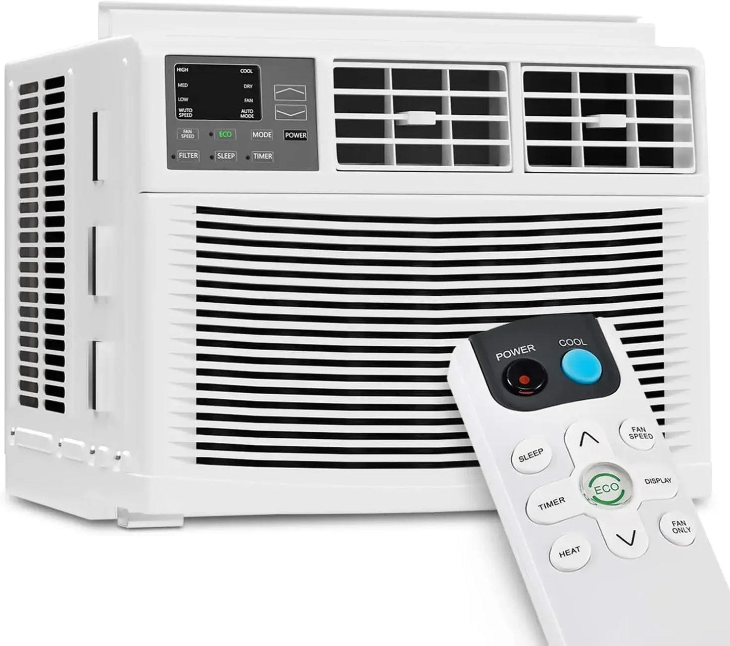 8000 BTU Window Air Conditioner with Remote, 6 Modes-Cool, Dry, Auto-Restart, Fan, Sleep, Ideal for Rooms Up To 350 Sq. Ft.