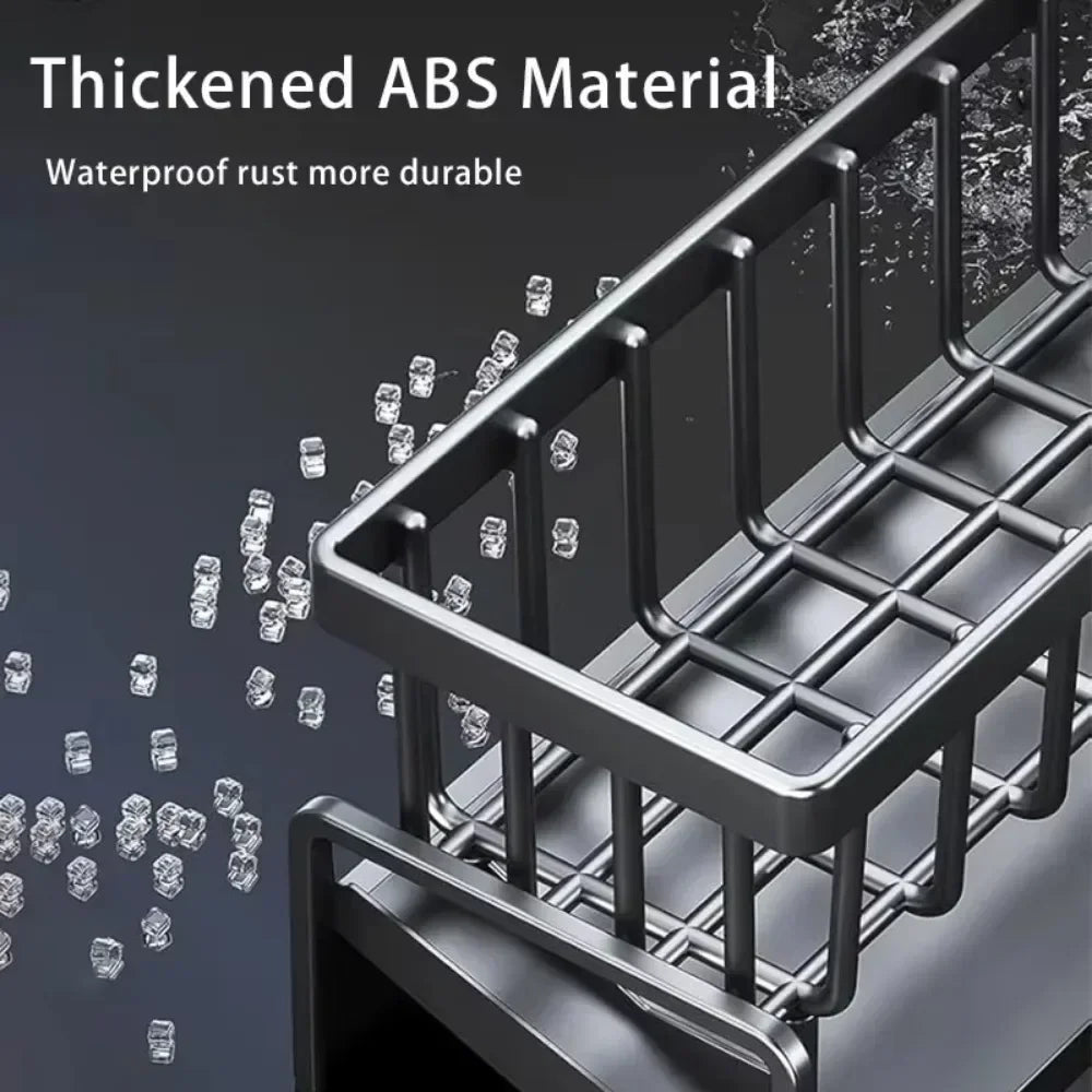 Kitchen Sink Drain Rack Organizer ABS Plastic Self-draining Sink Shelf Soap Sponge Holder Dishcloth Towel Rack Filter Basket