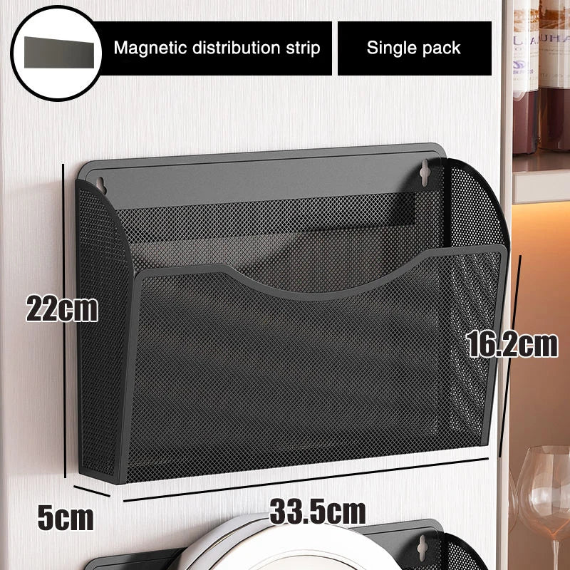Refrigerator Magnet Storage Box Hanging Basket Storage Rack Magnetic Magnet Stone Side Wall Multi-Function Organization