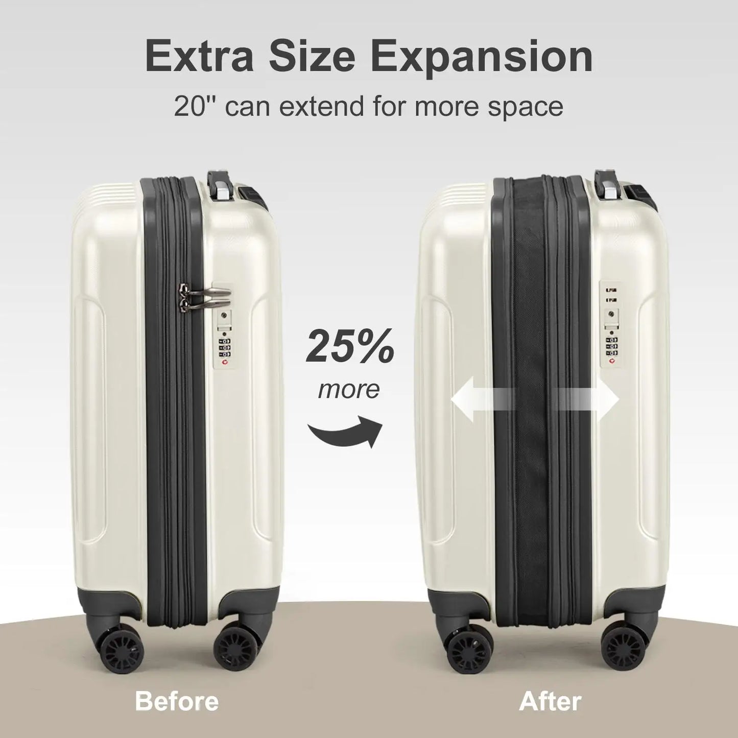 2 Piece Lightweight Luggage Set - 20 Expandable Hardside Carry-On & 14 Mini Cosmetic Case