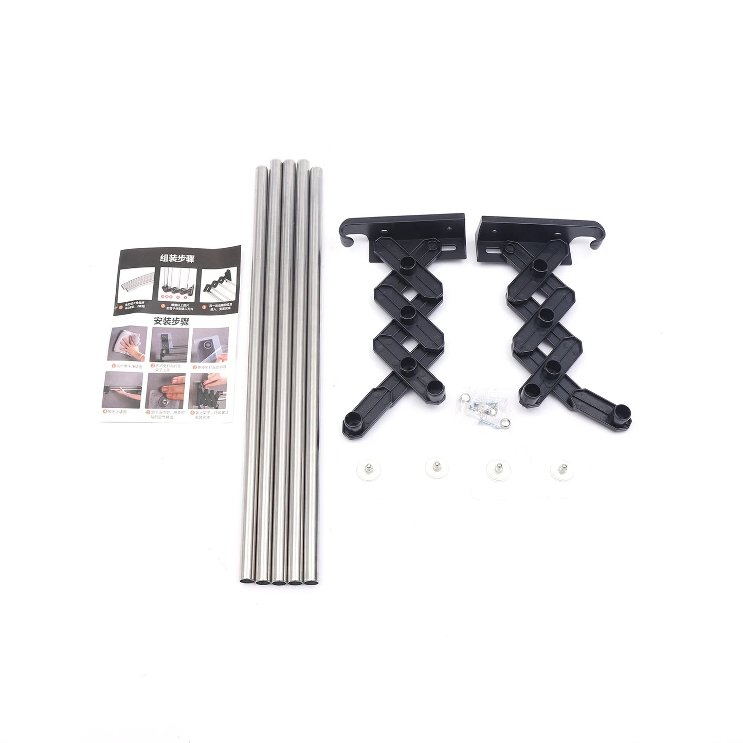 Thickened Stainless Steel Black Towel Rack for Bathroom Retractable Wall Mounted Punch- Free Towel Storage Drying Rack Towel
