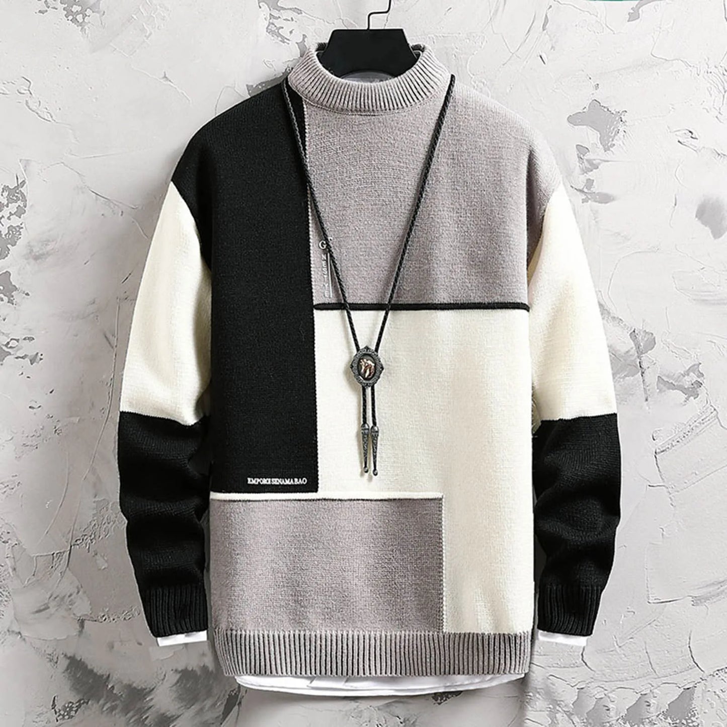 Light Weight Sweaters For Men Casual Fashion Trend Semi Turtleneck Long Sleeved Sweater Old Money Clothes Color Block Pullovers
