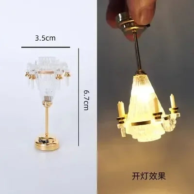 Dollhouse Miniature Furniture Decoration Item Fashion Simulation Can Be Bright Chandelier/floor Lamp Decor Accessories Toys