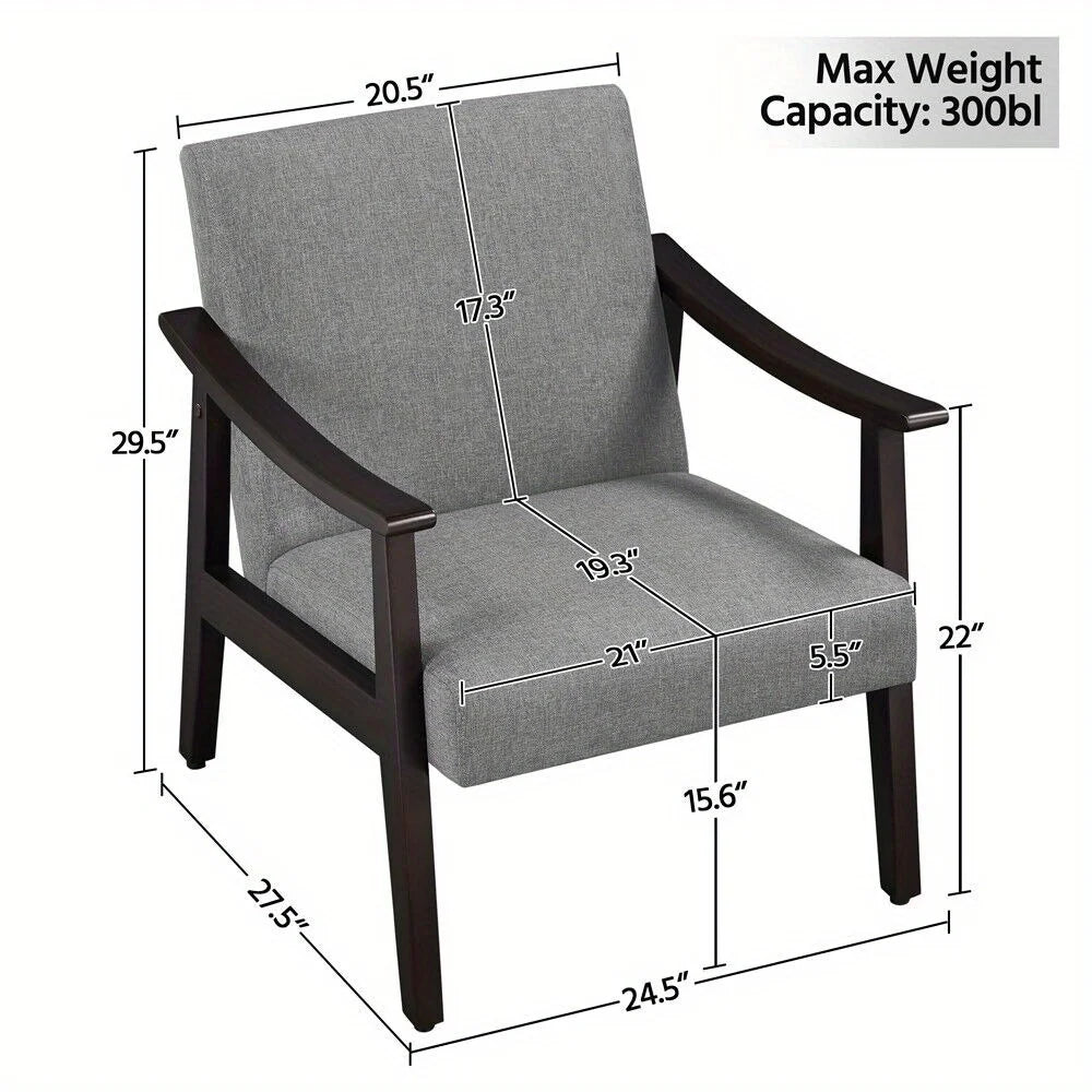 Accent Mid-Century Living Room Chair,Modern Linen Fabric Side Chair with High Back for Living Room/Office/Bedroom,Minimalist