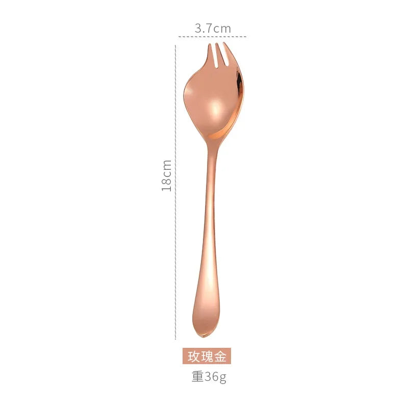 Salad Spork Stainless Steel Spork One Scoop Creative Salad Spoon Fruit Fork Dual-purpose Spork Kichen Accessories utensils