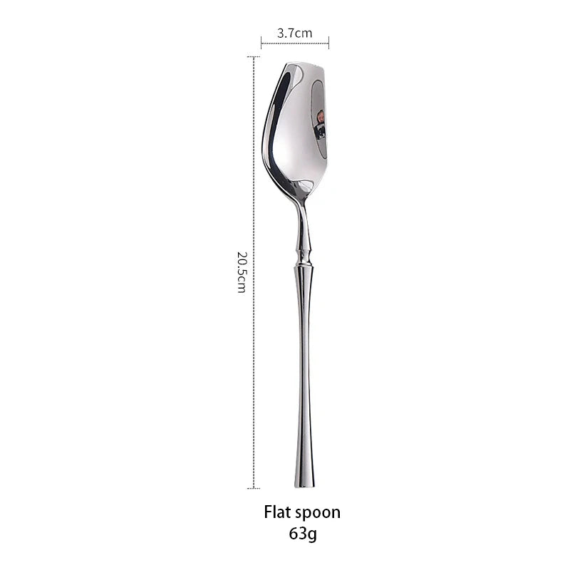 AJOYOUS Cutlery Set Stainless Steel Mirror Flatware Luxury Silverware Set Dessert Fork Tea Spoon Knife Dinnerware Kitchen
