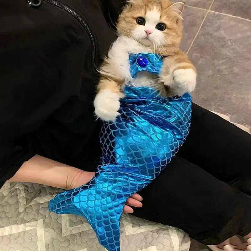 Cute Mermaid Pet Skirt Funny Creative Halloween Cats Cosplay Costume Pets Dressing Flash Puppy Dress Cat Dog Pet Clothes dress