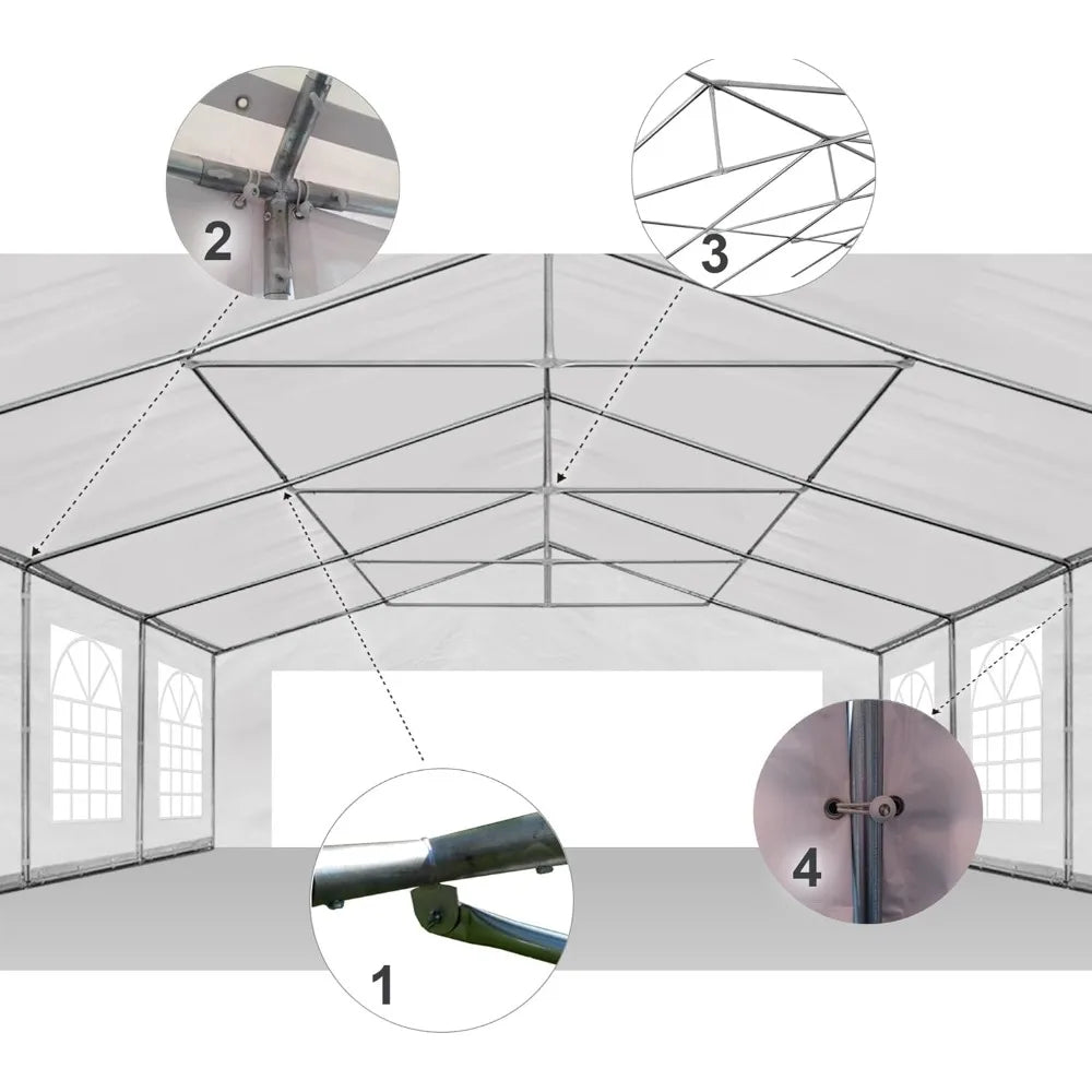 Party Tent 40x20 Heavy Duty Large White Commercial Fair Shelter Wedding Events Canopy Tent (White, 20x40)
