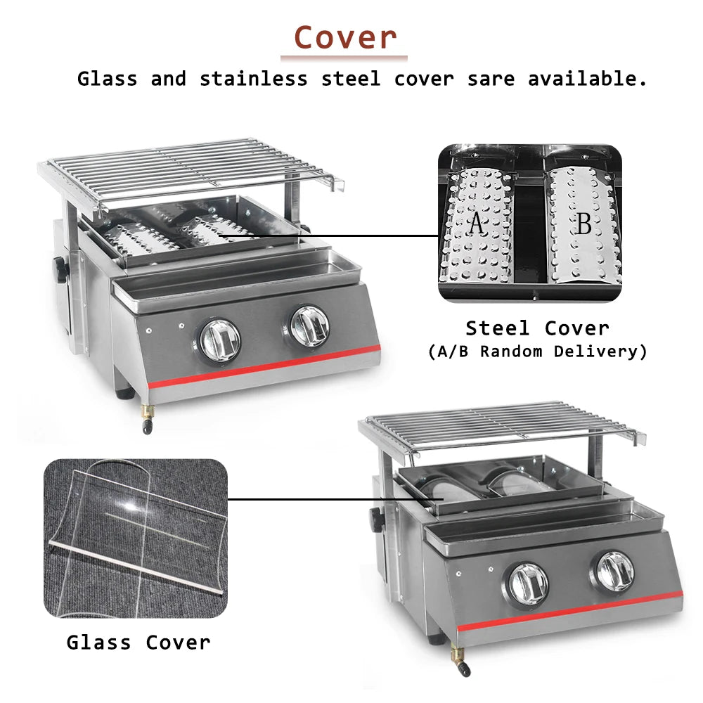 ITOP Small Portable 2 Burners BBQ Grill Gas LPG Griddle Barbecue Tools Adjustable Height For Outdoor Picnic Barbecue With CE