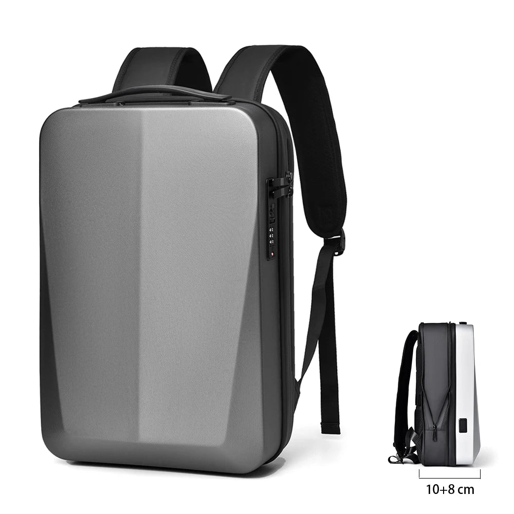 Men's 15.6" Laptop Backpack Waterproof Anti-theft Expandable Business Travel Bag Technology Style Hard Shell Backpack USB Charge