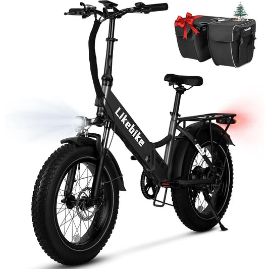 Electric Bike for Adults,20MPH Folding Ebike,48V 10.4AH Removable Lithium Battery, 20'' Fat Tire Electric Bicycles Commuter