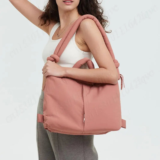 Women Padded Shoulder Bag Puffer Tote Bag Lightweight Drawstring Bucket Bag Stuffing Crossbody Bag Tote Handbag Puffy Sling Bag