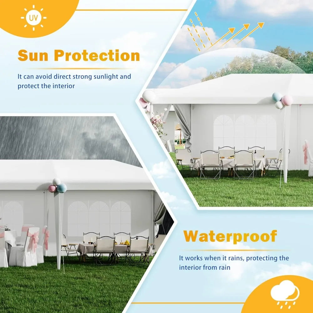 Party Tent 10x30Outdoor Wedding Canopy Tents with Removable Sidewalls Heavy Duty Event Booths Waterproof Gazebo Shelter (White)